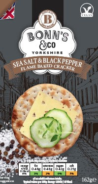 ***NEW*** Bonn's Sea Salt & Black Pepper Crackers Packaging Featuring Yorkshire Town Harrogate ***