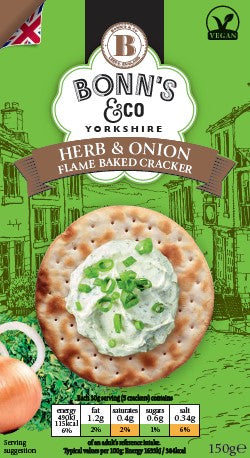 ***NEW*** Bonn's Herb & Onion Crackers Packaging Featuring Yorkshire Town Haworth **